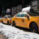 Taxis jaunes de New York en hiver