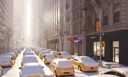 taxis immobilisés sous la neige